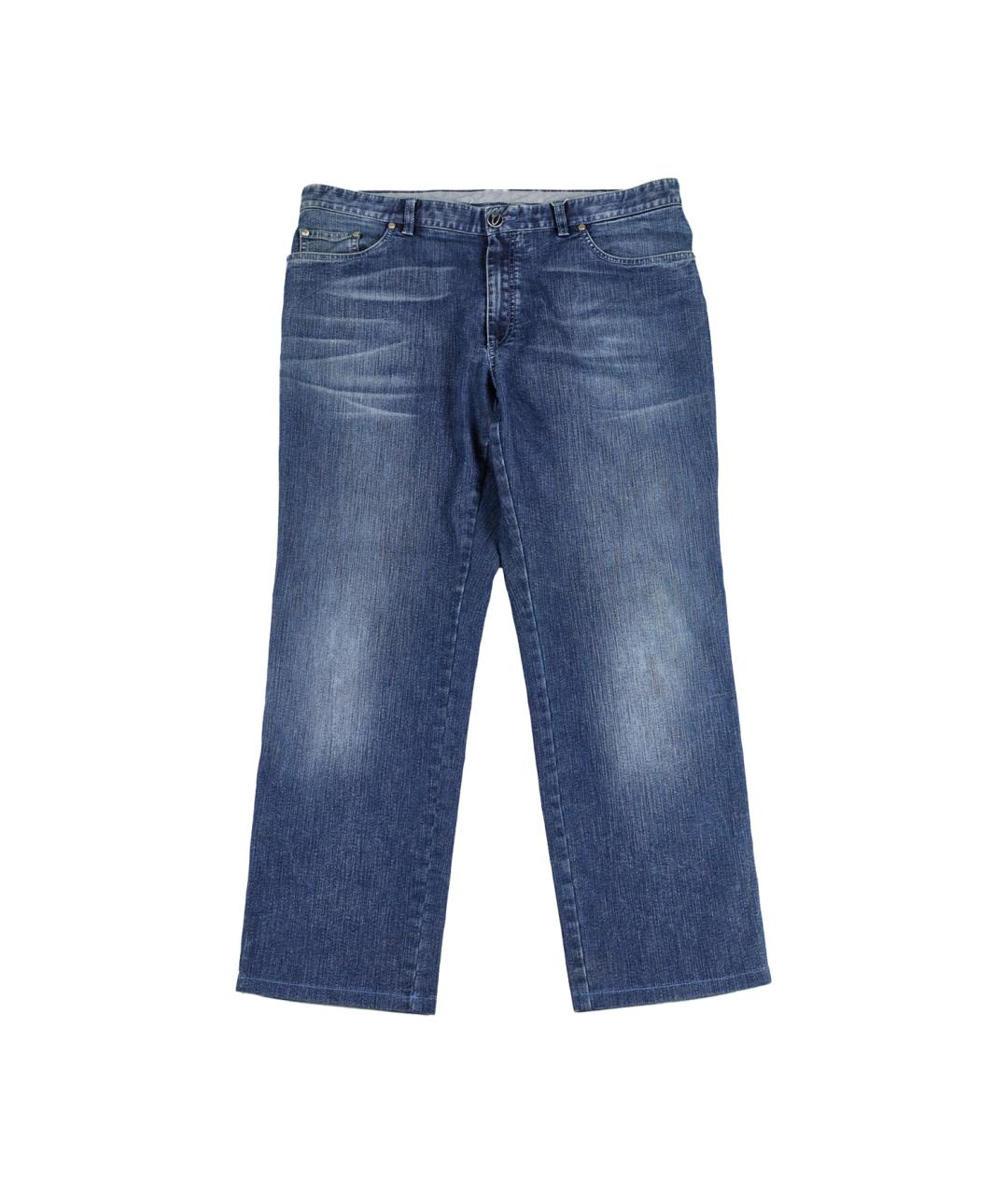 BRIONI Синие хлопко-полиэстеровые прямые джинсы, фото 1