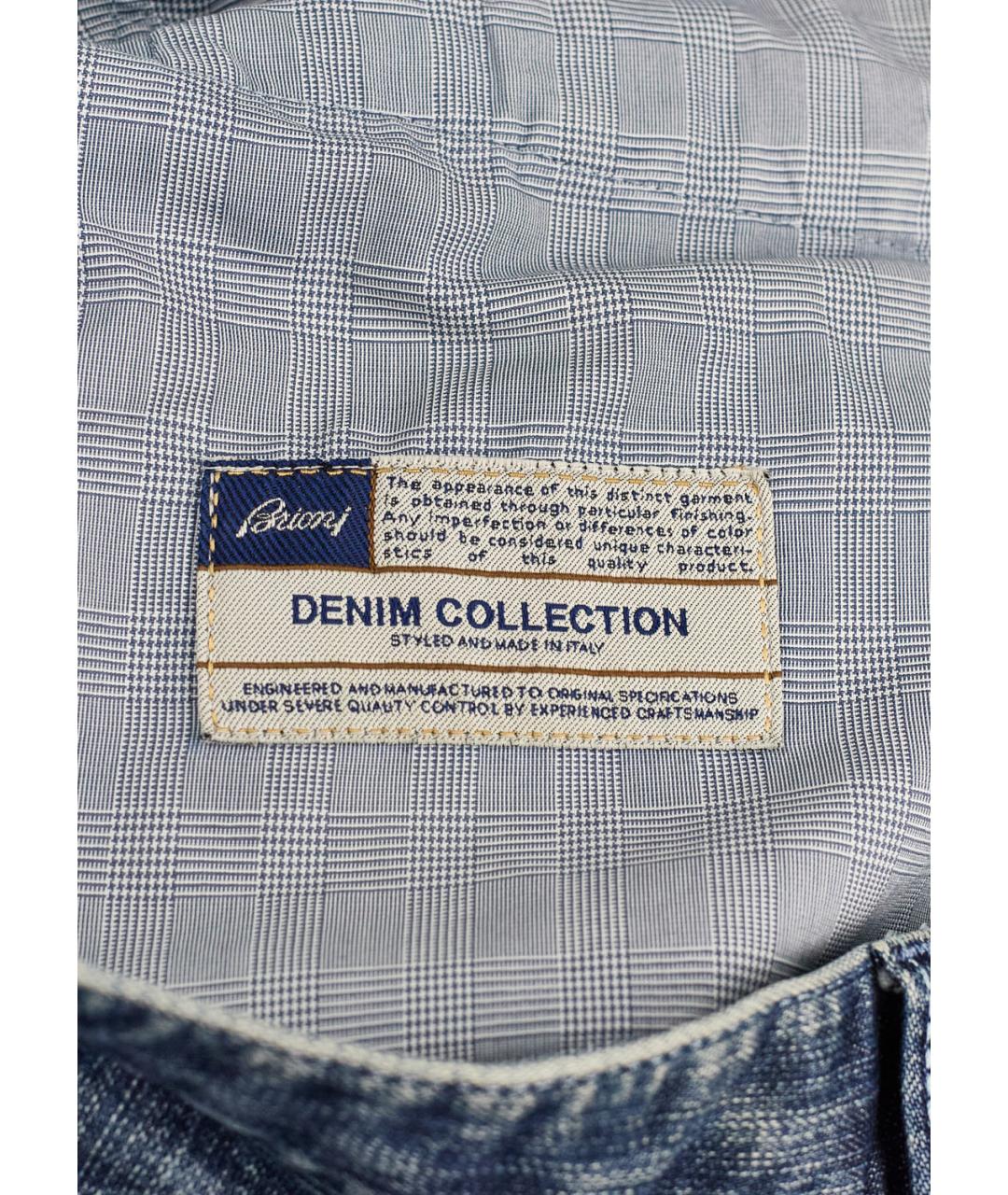 BRIONI Синие хлопко-полиэстеровые прямые джинсы, фото 3