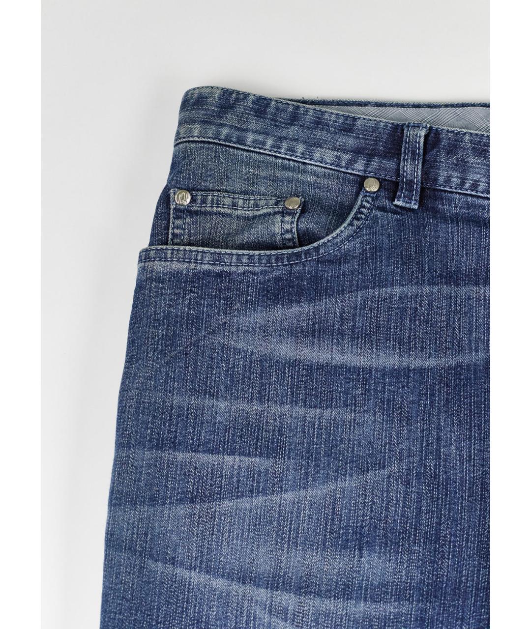 BRIONI Синие хлопко-полиэстеровые прямые джинсы, фото 5