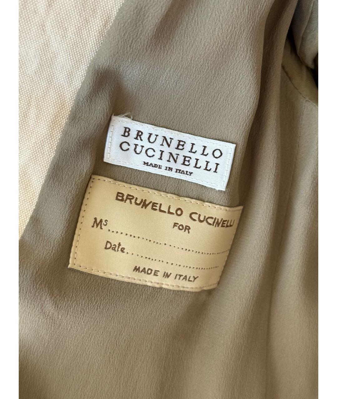 BRUNELLO CUCINELLI Бежевый вискозный костюм с брюками, фото 3