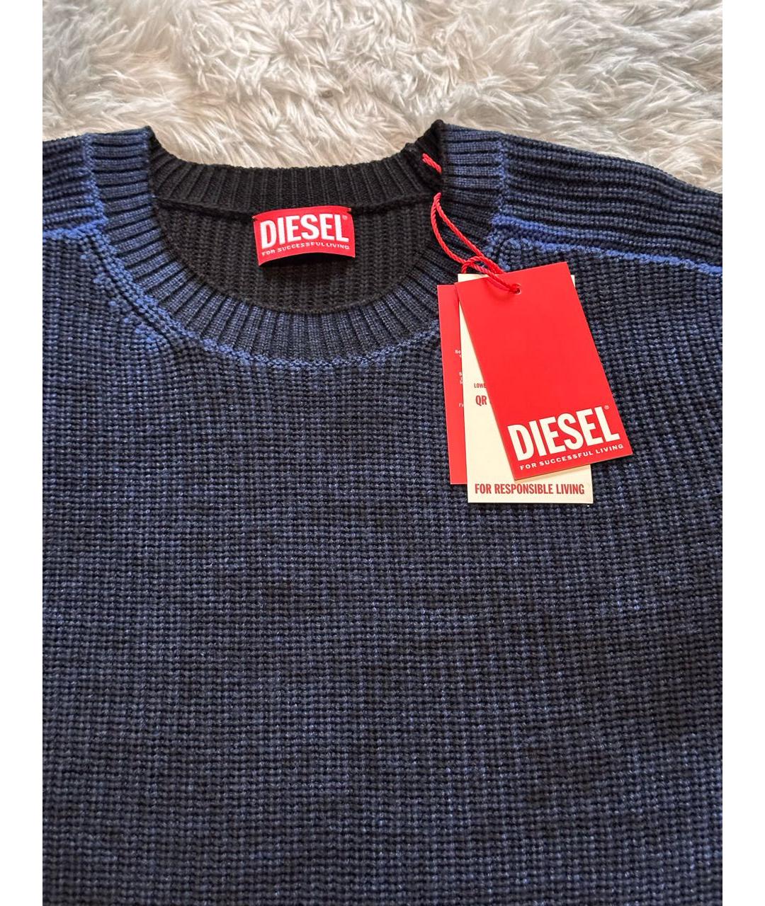 DIESEL Темно-синий шерстяной джемпер / свитер, фото 3