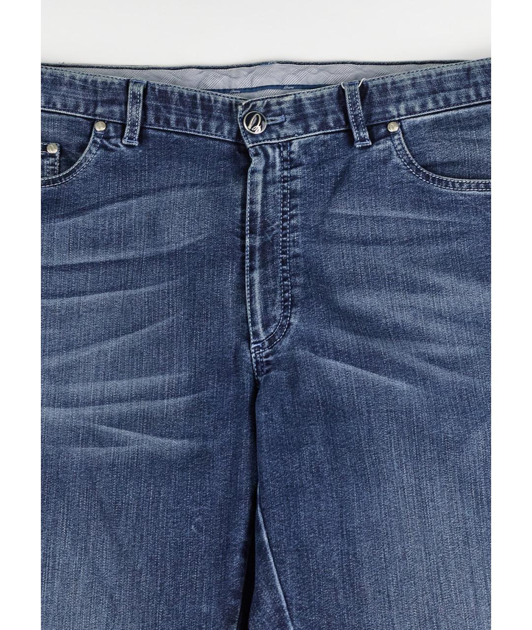 BRIONI Синие хлопко-полиэстеровые прямые джинсы, фото 4