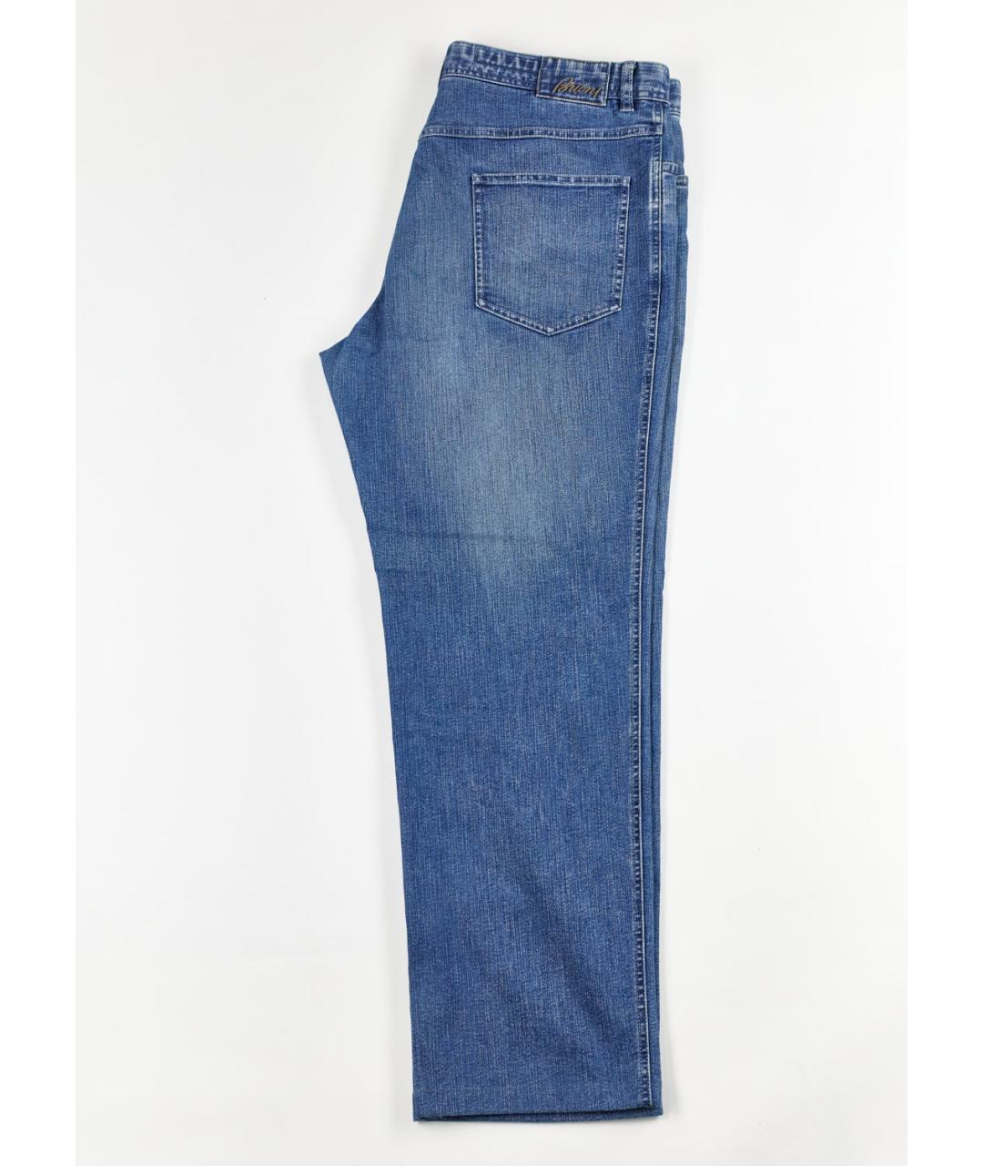BRIONI Синие хлопко-полиэстеровые прямые джинсы, фото 2
