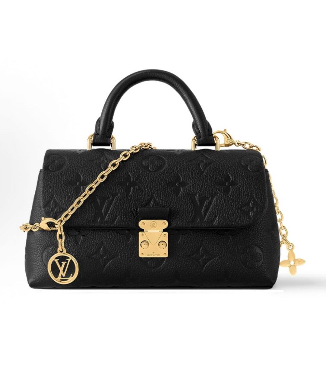 LOUIS VUITTON Черная кожаная сумка с короткими ручками, фото 6