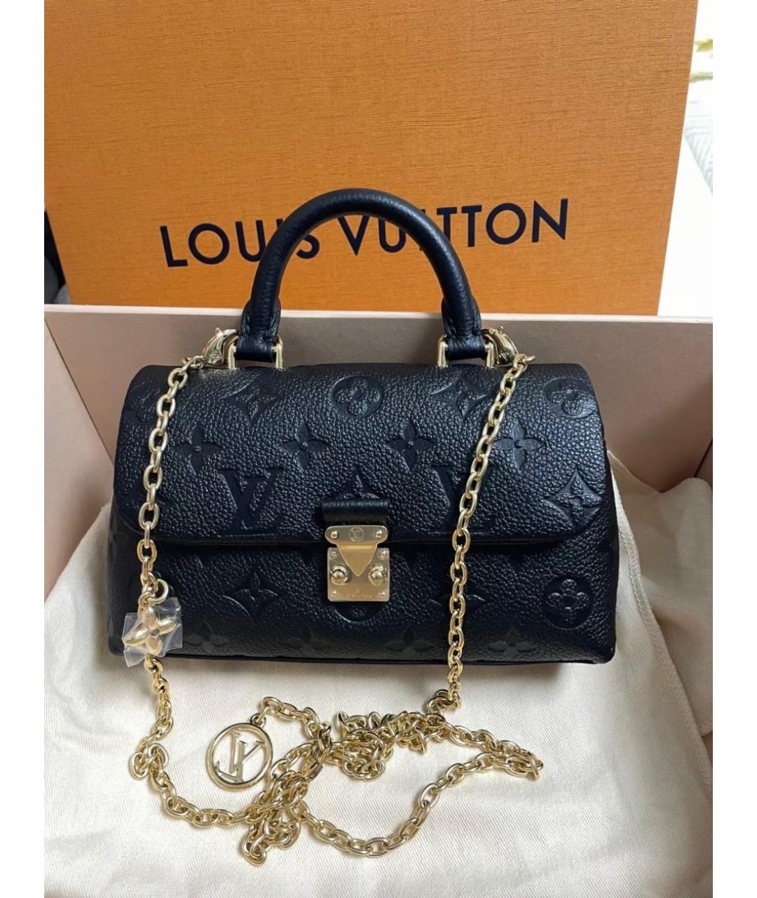 LOUIS VUITTON Черная кожаная сумка с короткими ручками, фото 5