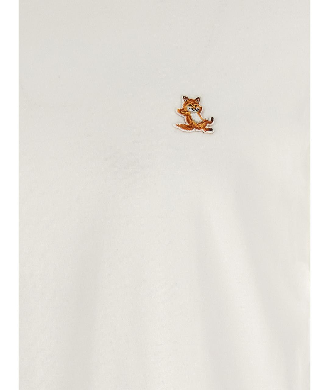 MAISON KITSUNE Белая хлопковая футболка, фото 4