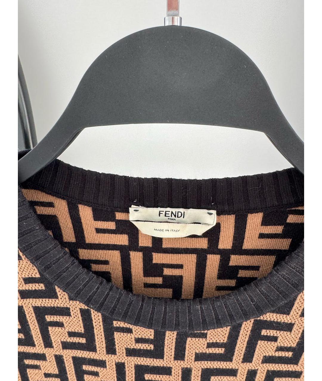 FENDI Коричневое вискозное платье, фото 6