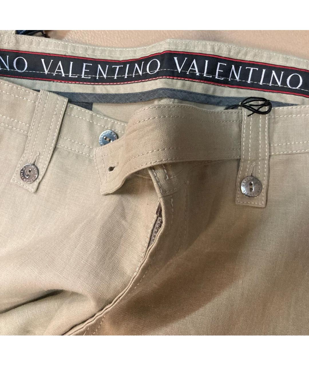 VALENTINO Бежевые льняные повседневные брюки, фото 5