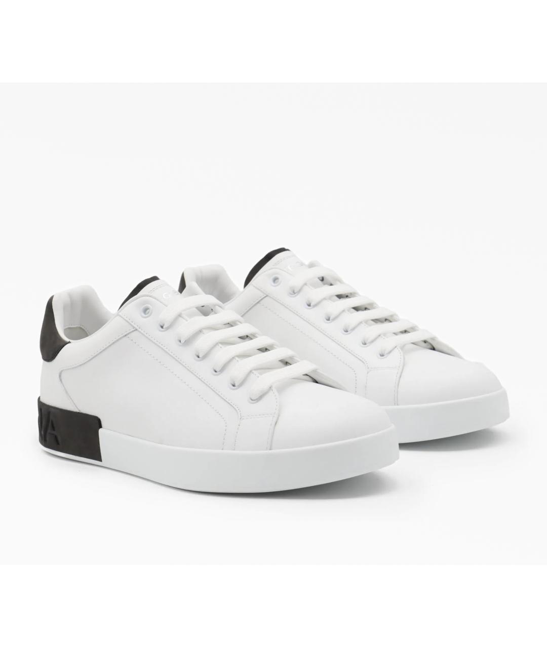 DOLCE&GABBANA Белые кожаные низкие кроссовки / кеды, фото 2