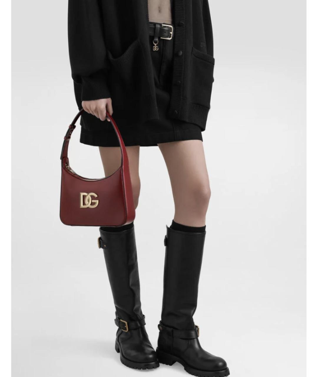 DOLCE&GABBANA Бордовая кожаная сумка через плечо, фото 4