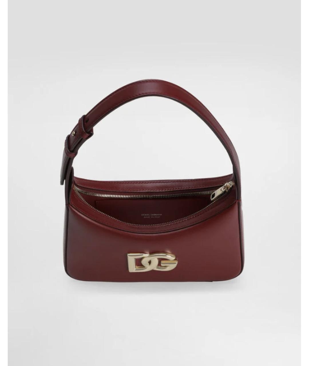 DOLCE&GABBANA Бордовая кожаная сумка через плечо, фото 2