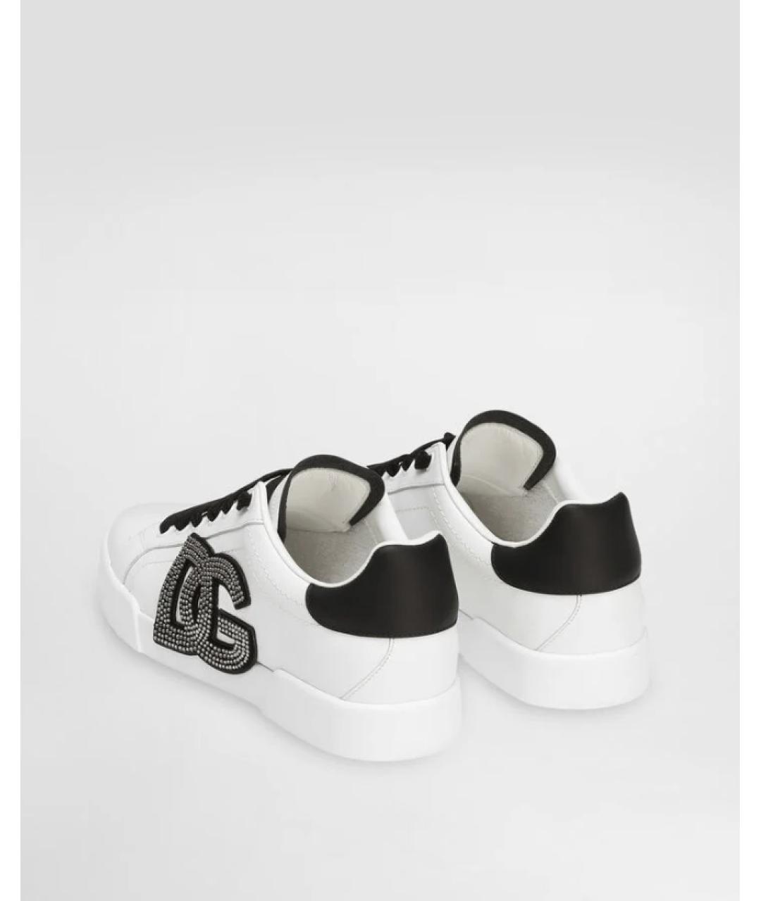 DOLCE&GABBANA Белые кожаные кеды, фото 3