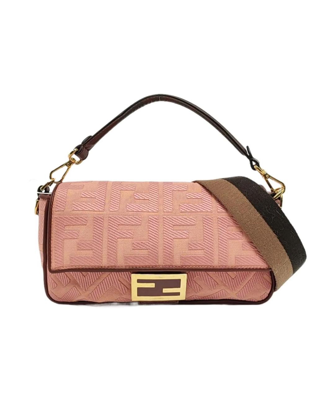 FENDI Розовая тканевая сумка через плечо, фото 1