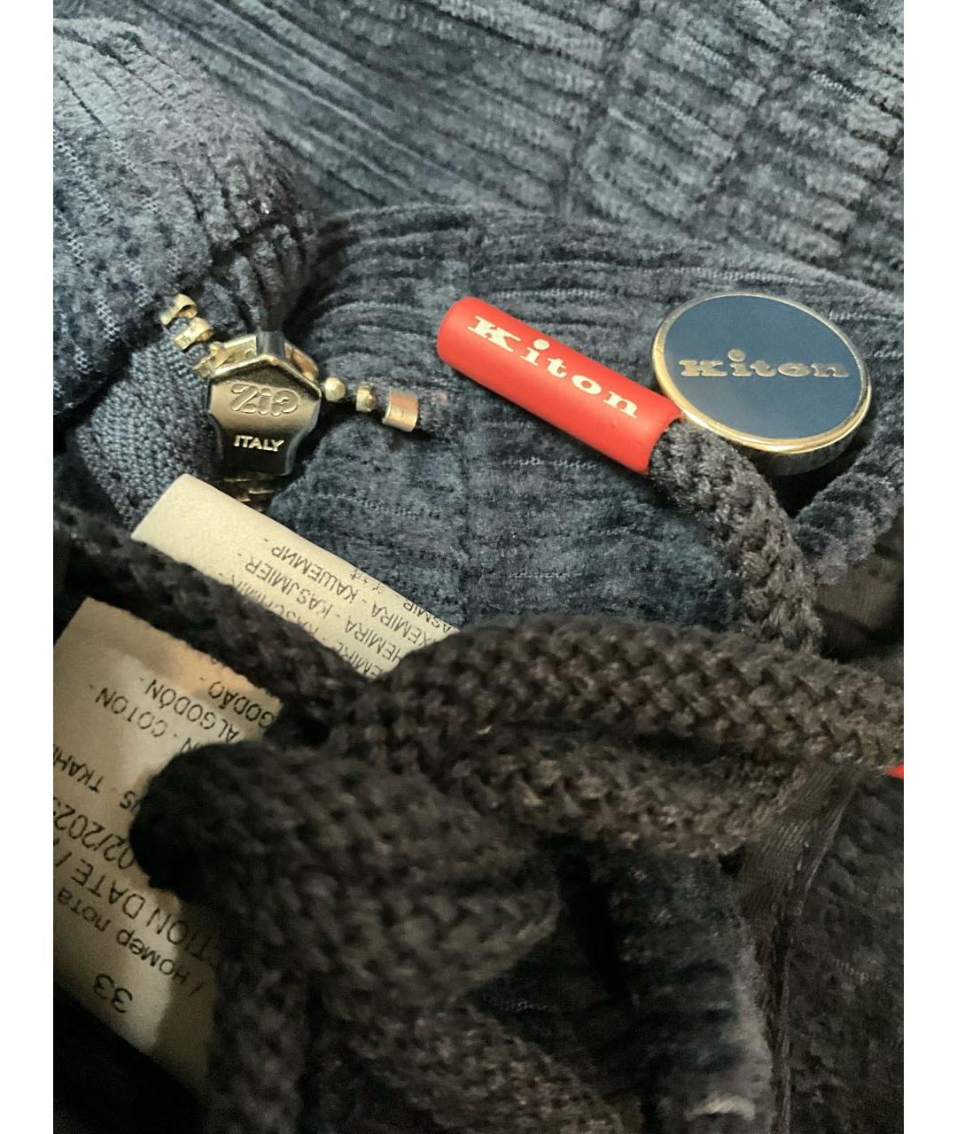 KITON Темно-синие хлопковые повседневные брюки, фото 4