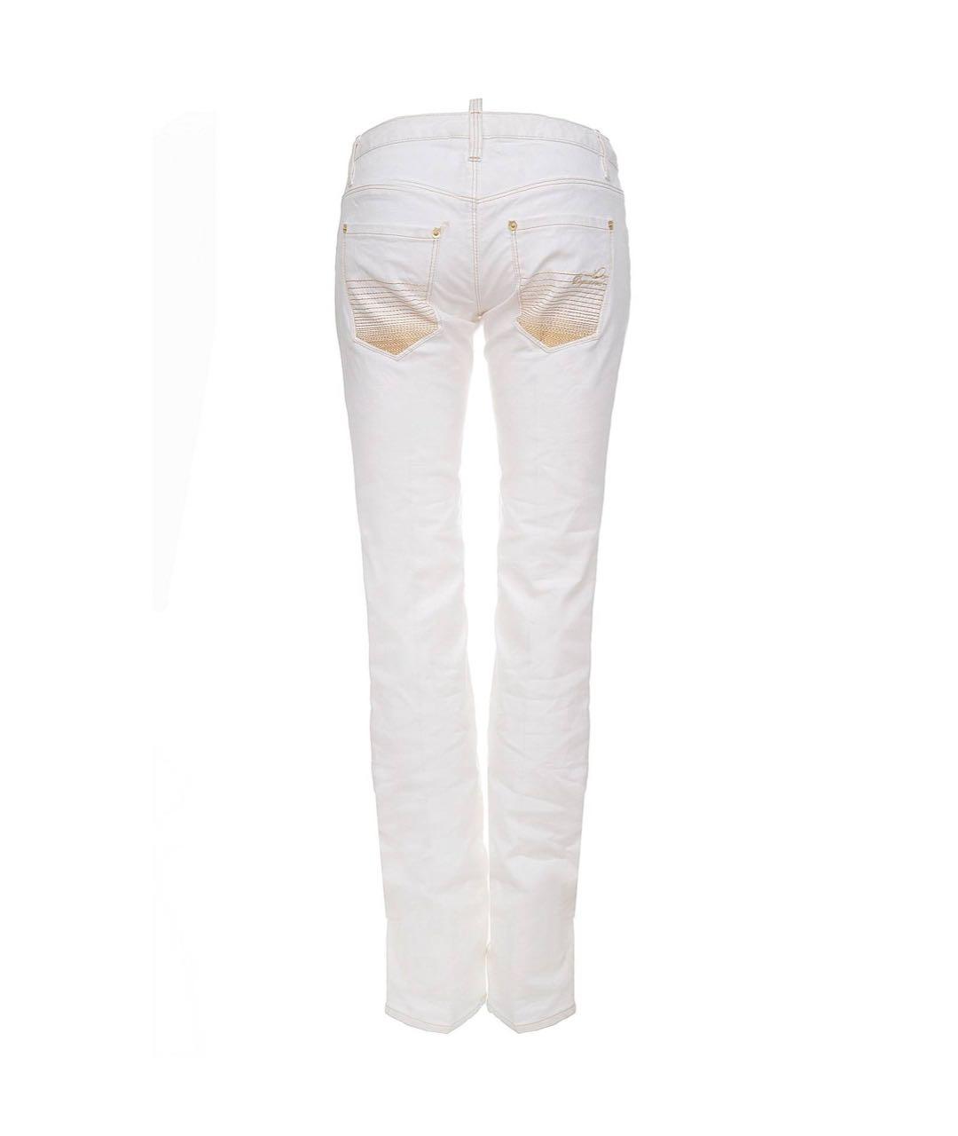 DSQUARED2 Белые хлопко-эластановые прямые джинсы, фото 2