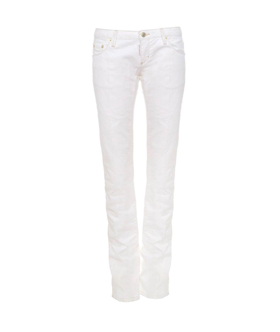DSQUARED2 Белые хлопко-эластановые прямые джинсы, фото 1