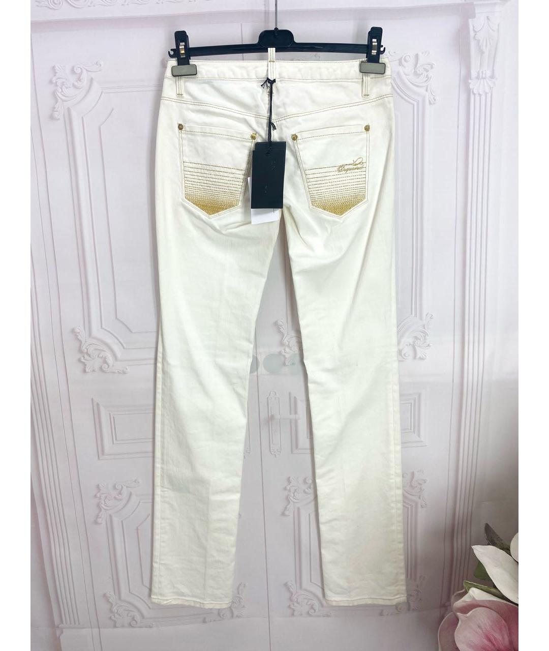 DSQUARED2 Белые хлопко-эластановые прямые джинсы, фото 7