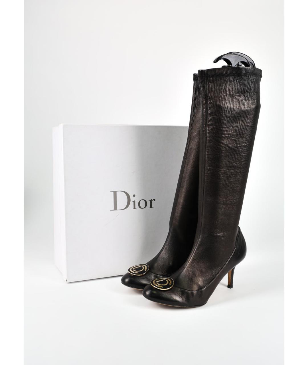 CHRISTIAN DIOR Черные кожаные сапоги, фото 6