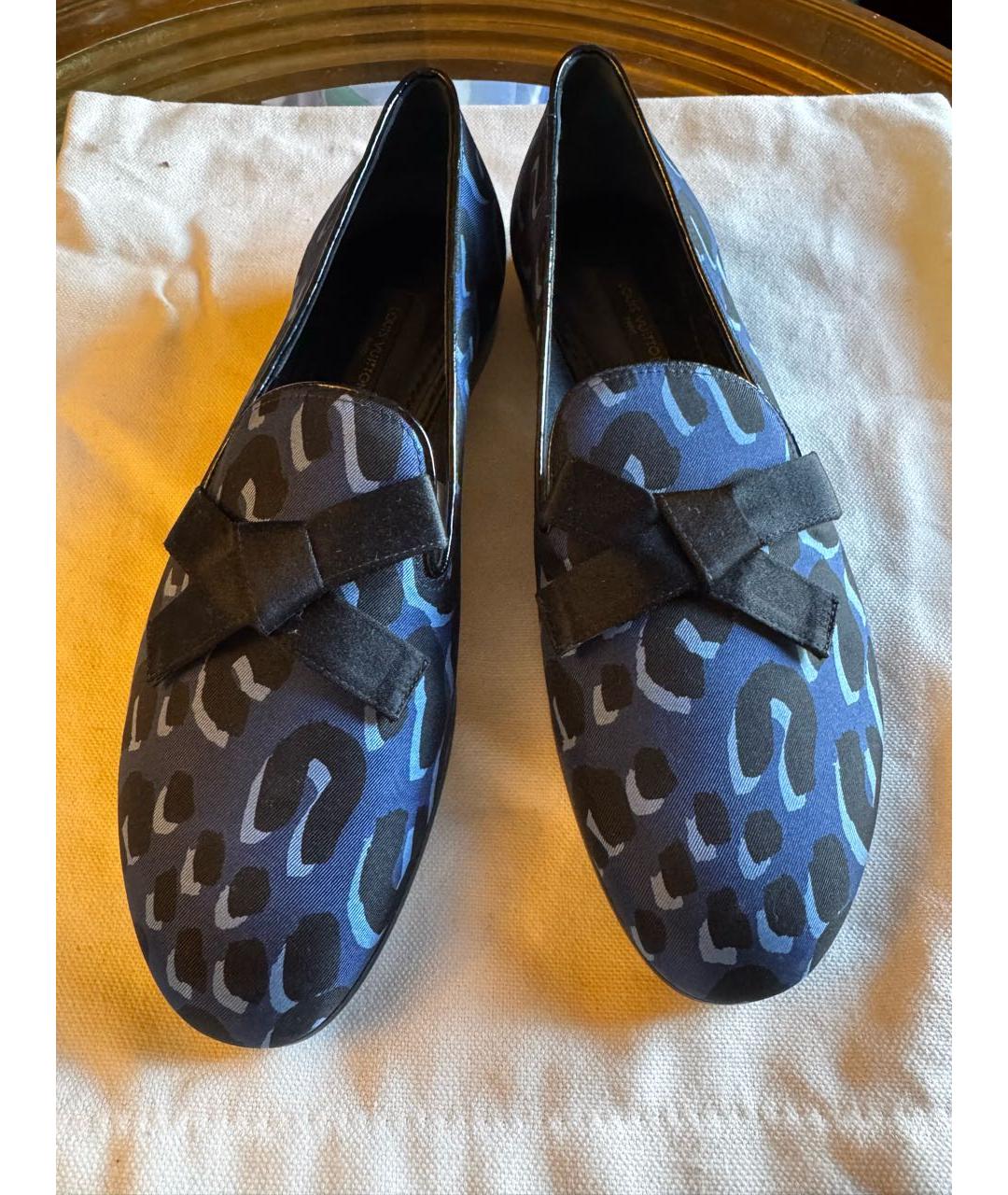 LOUIS VUITTON Синие текстильные лодочки на низком каблуке, фото 2