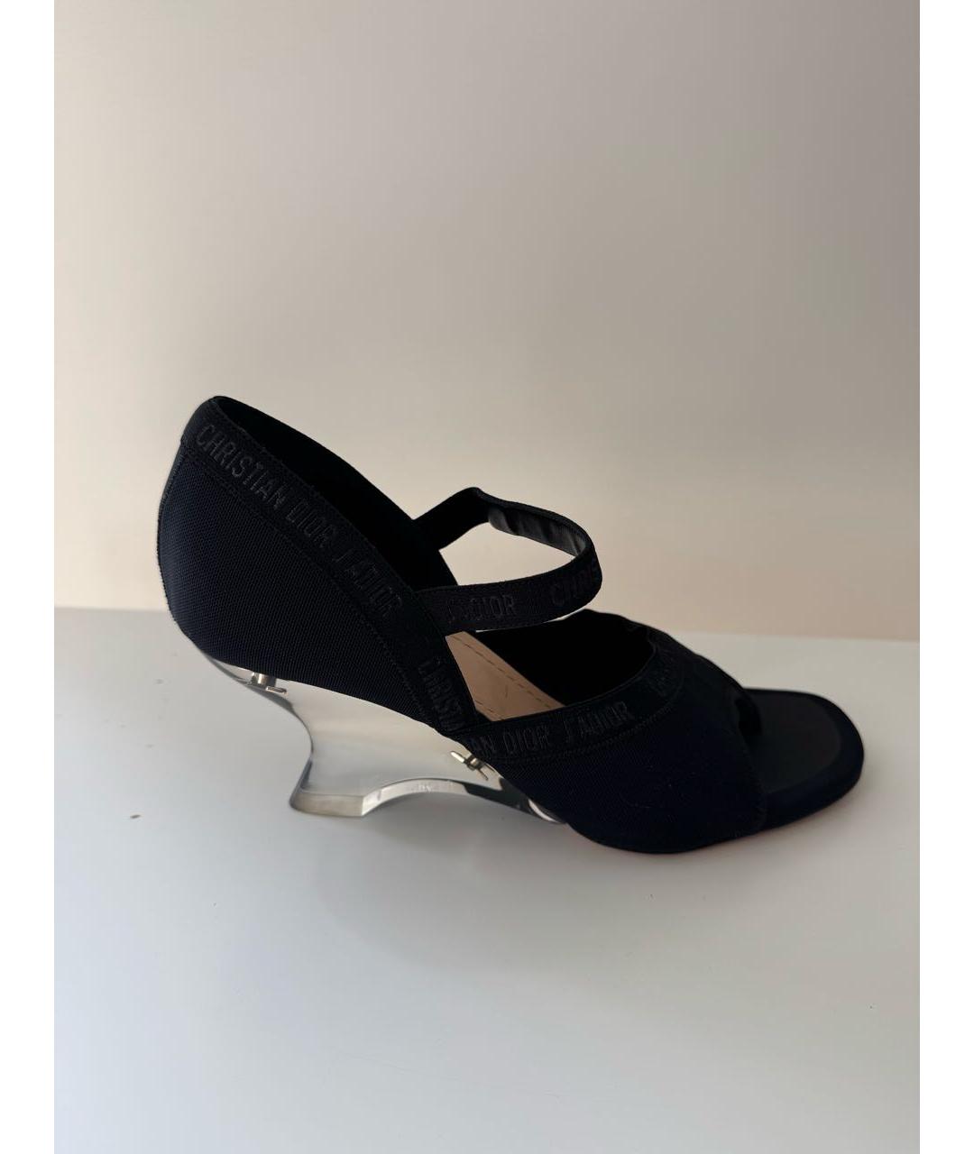 CHRISTIAN DIOR Черные текстильные босоножки, фото 3