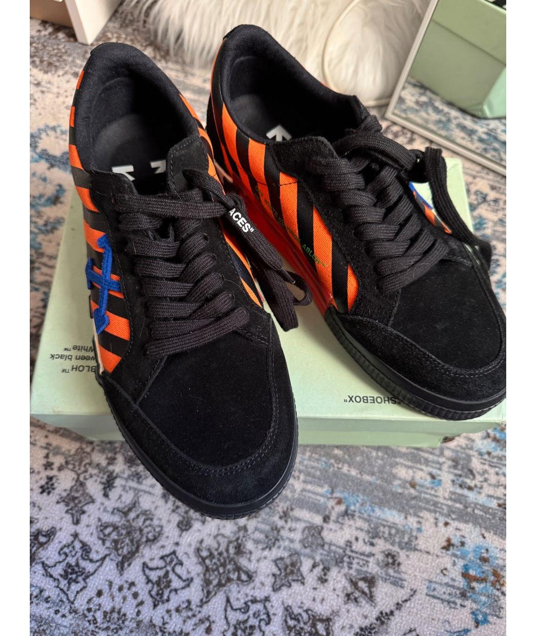 OFF-WHITE Черные замшевые низкие кроссовки / кеды, фото 3
