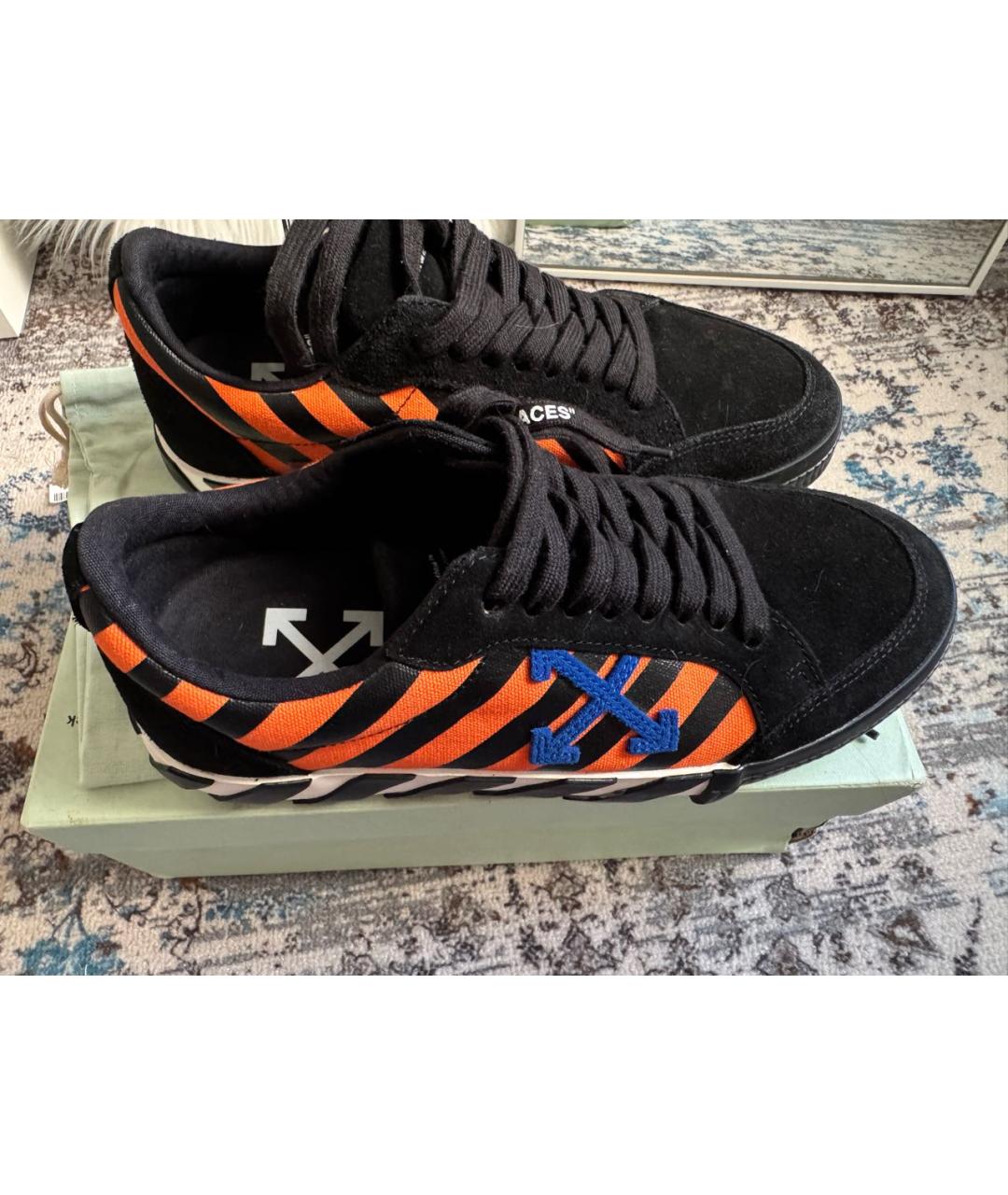 OFF-WHITE Черные замшевые низкие кроссовки / кеды, фото 2