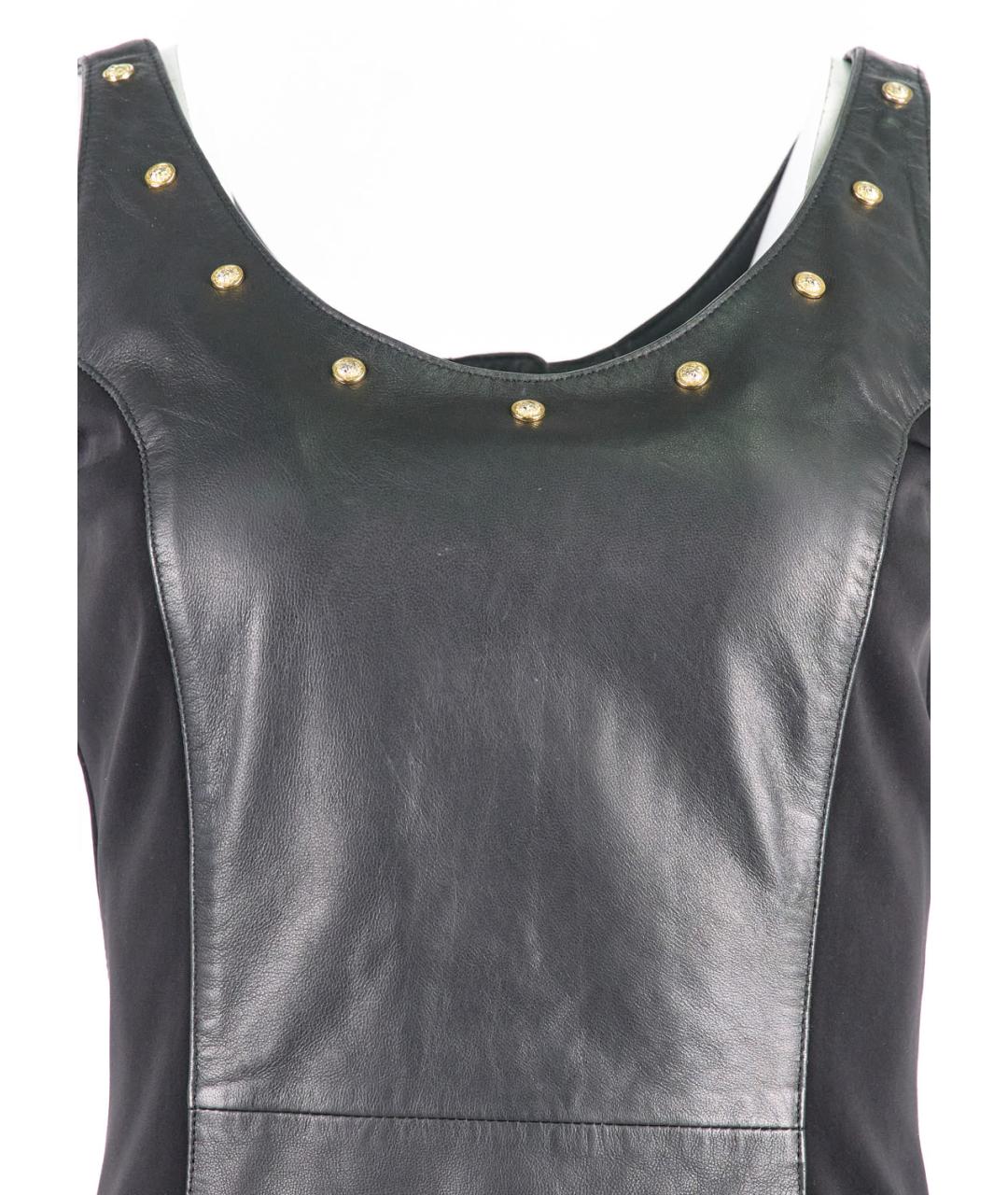 VERSUS VERSACE Черное кожаное платье, фото 4