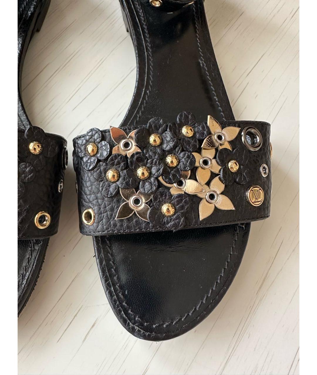 LOUIS VUITTON Черные кожаные сандалии, фото 6