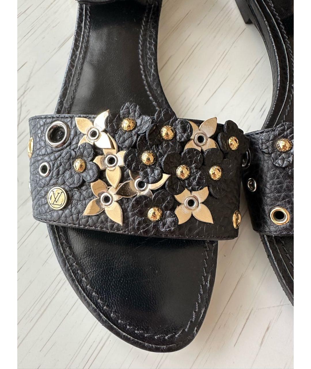 LOUIS VUITTON Черные кожаные сандалии, фото 5