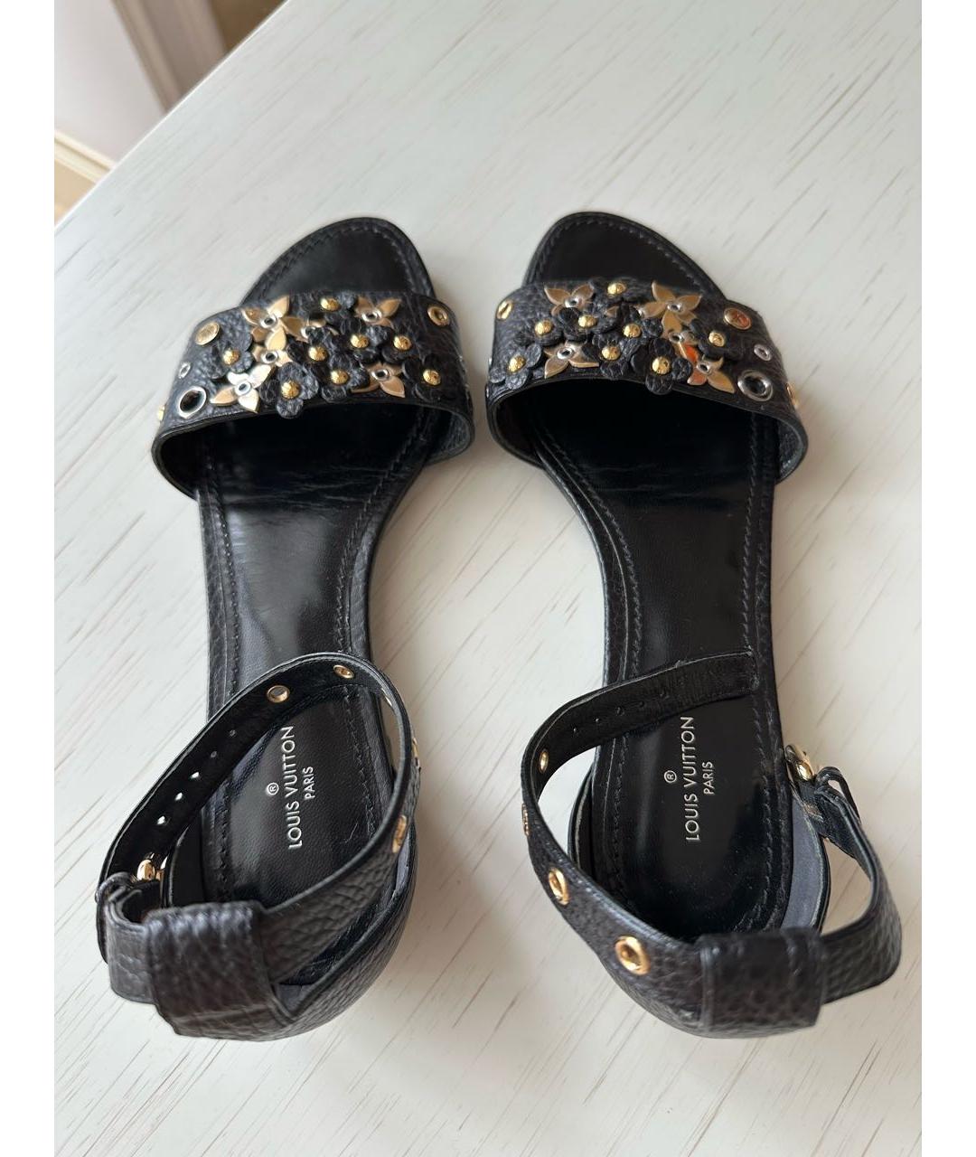 LOUIS VUITTON Черные кожаные сандалии, фото 3