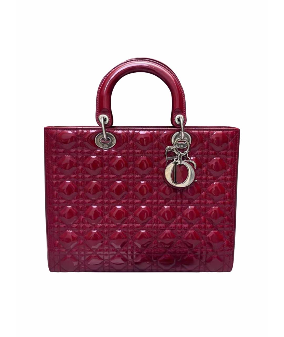 CHRISTIAN DIOR Красная сумка с короткими ручками из лакированной кожи, фото 1