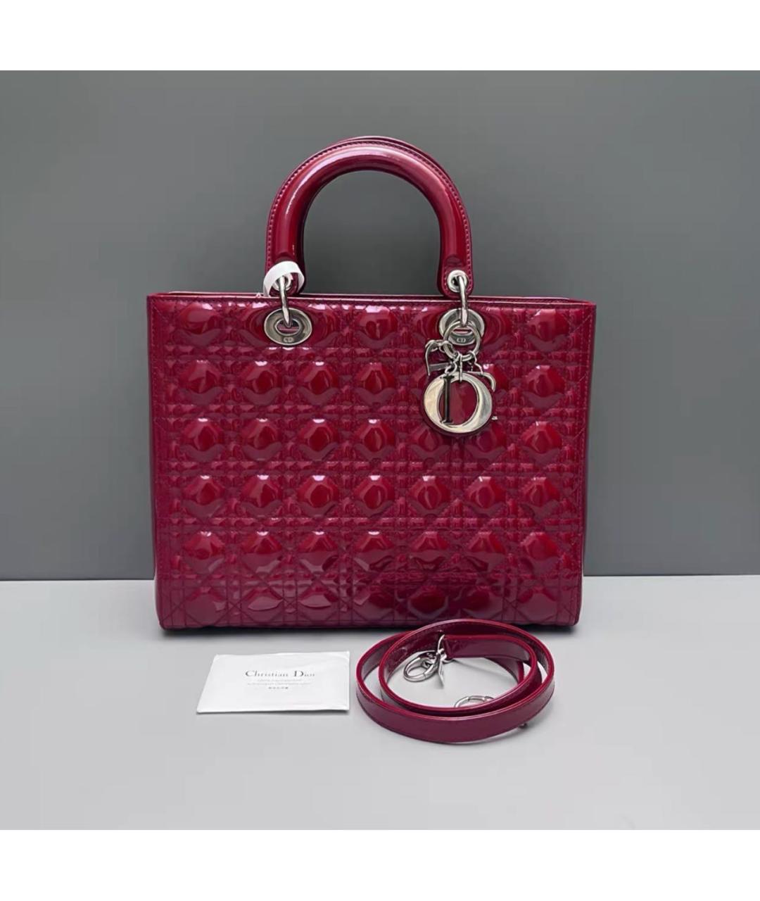 CHRISTIAN DIOR Красная сумка с короткими ручками из лакированной кожи, фото 7