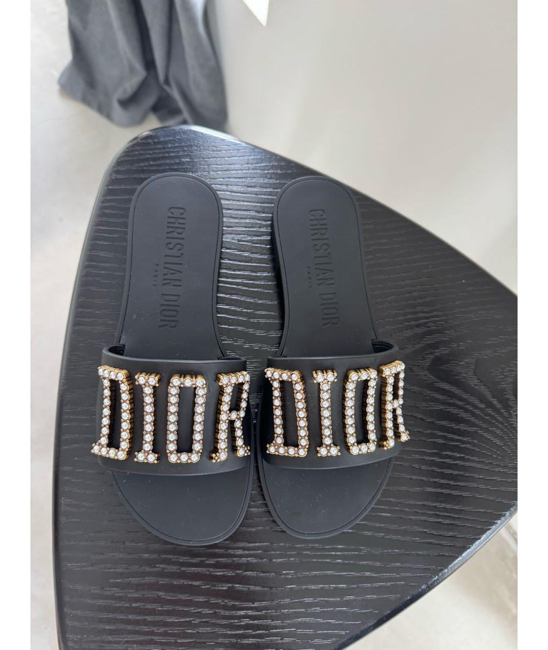 CHRISTIAN DIOR Черные шлепанцы, фото 5