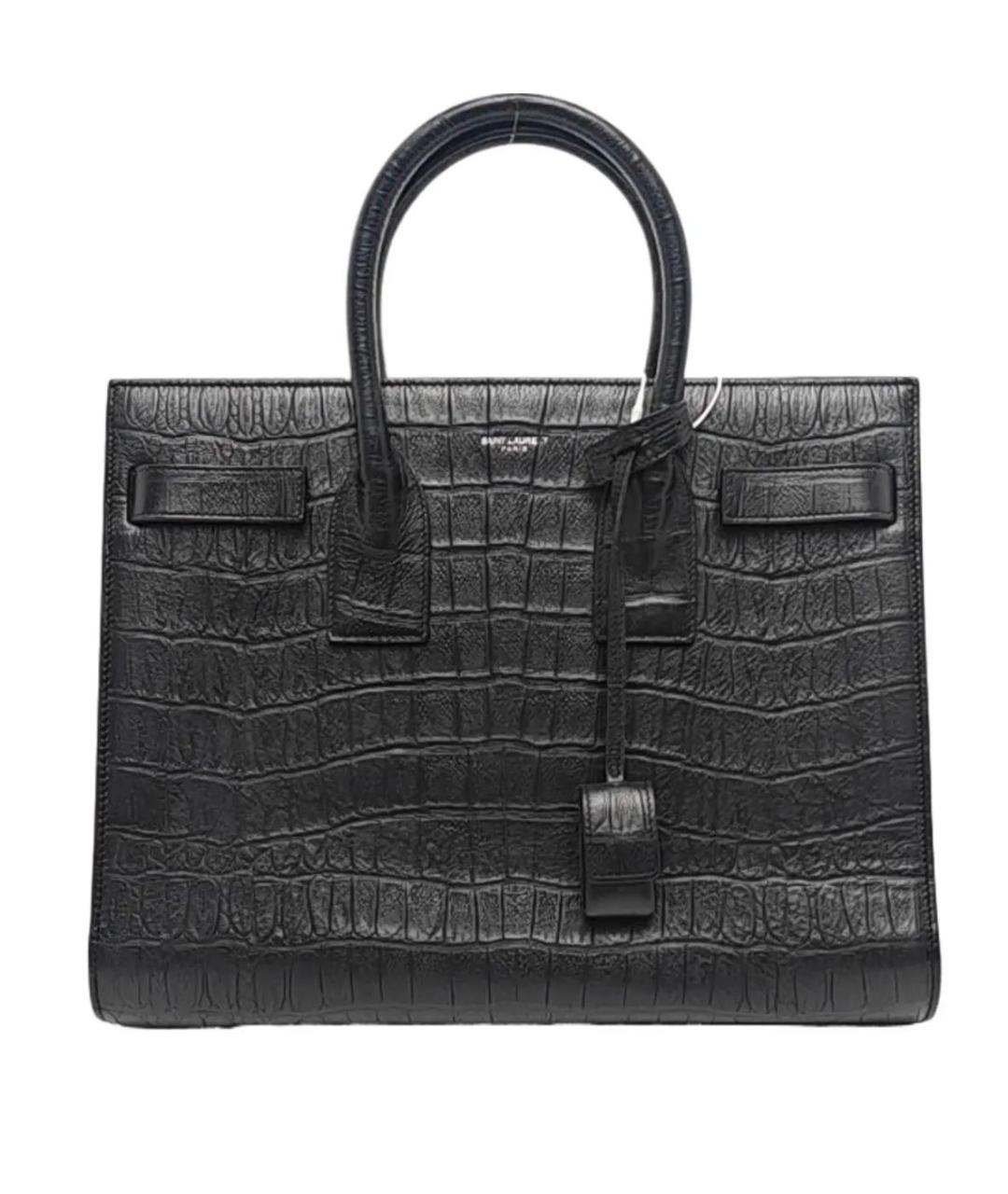 SAINT LAURENT Черная кожаная сумка с короткими ручками, фото 1