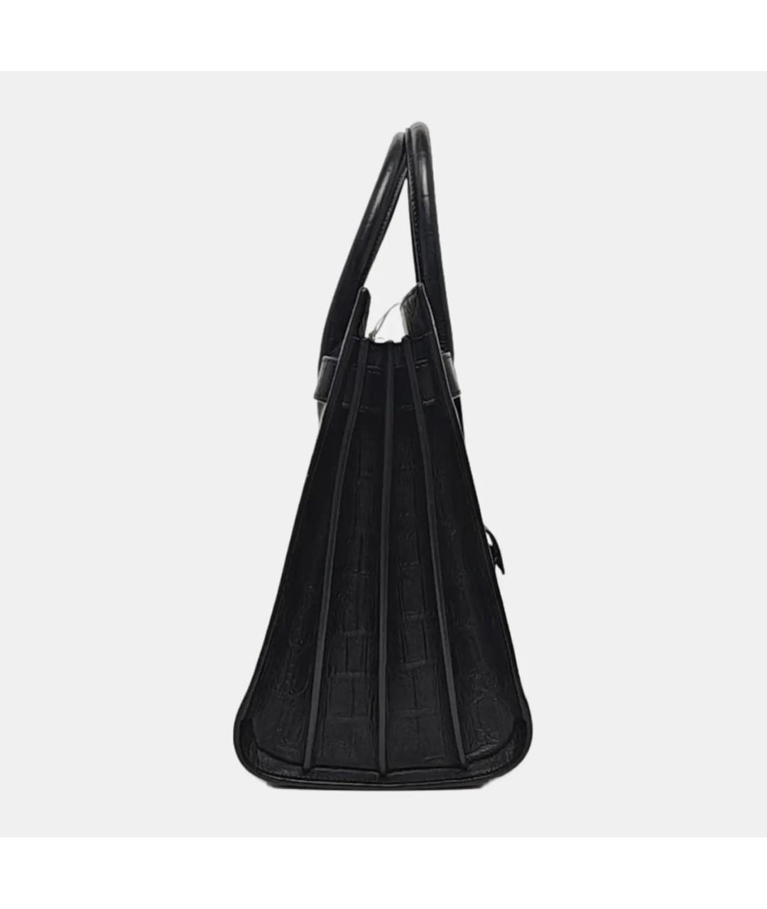 SAINT LAURENT Черная кожаная сумка с короткими ручками, фото 3