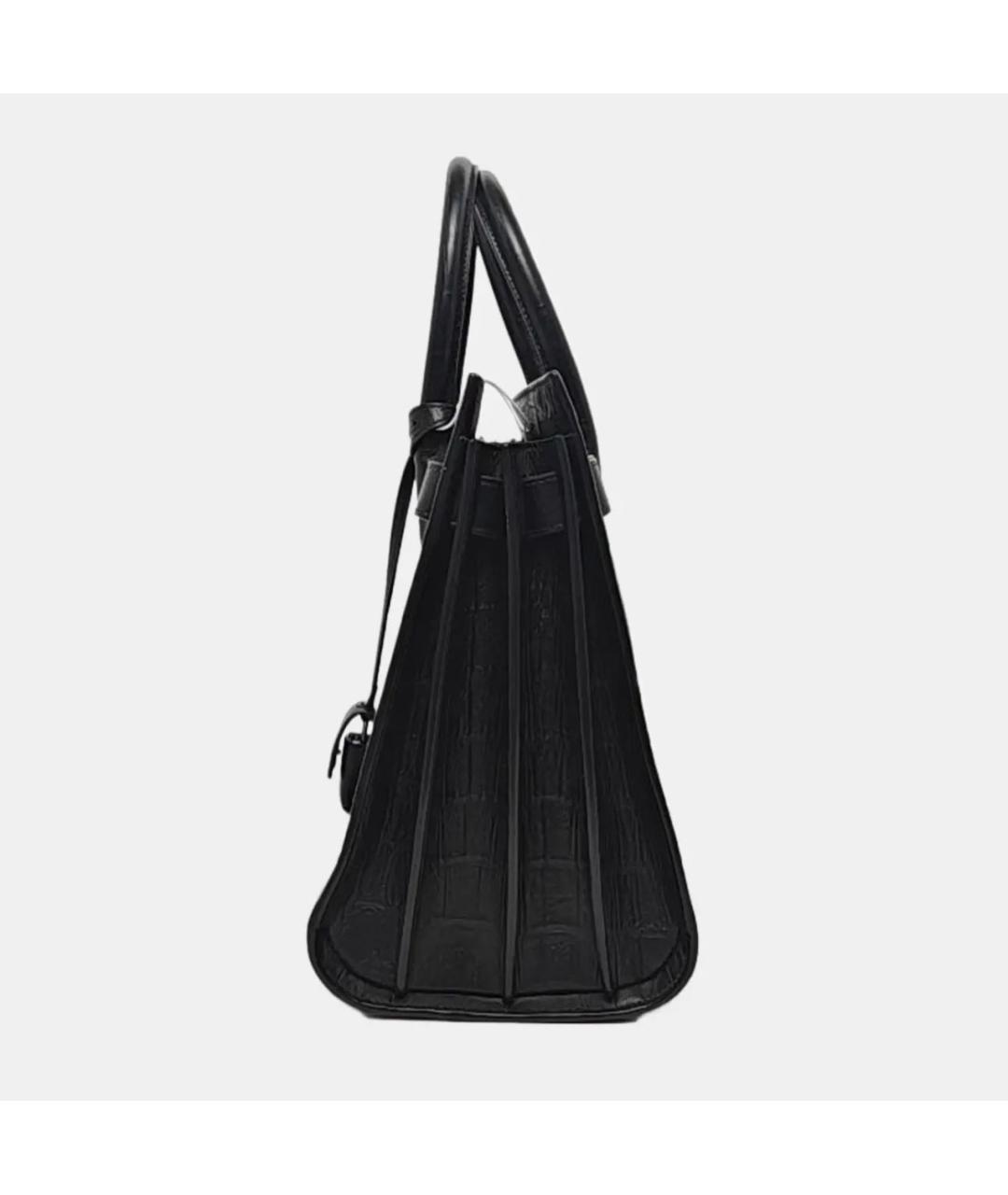 SAINT LAURENT Черная кожаная сумка с короткими ручками, фото 2