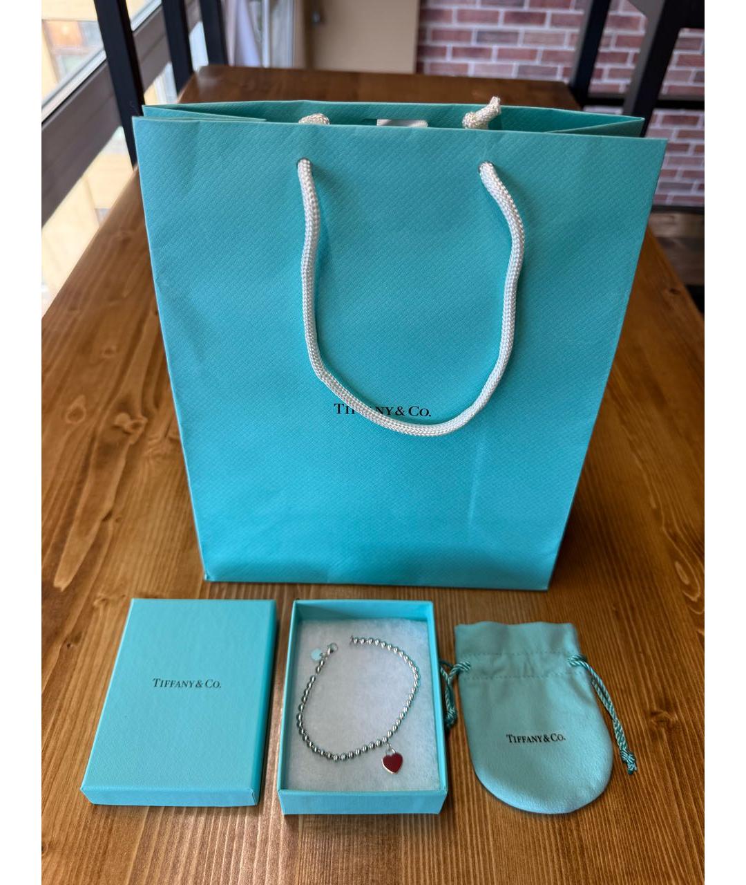 TIFFANY&CO Красный серебряный браслет, фото 2