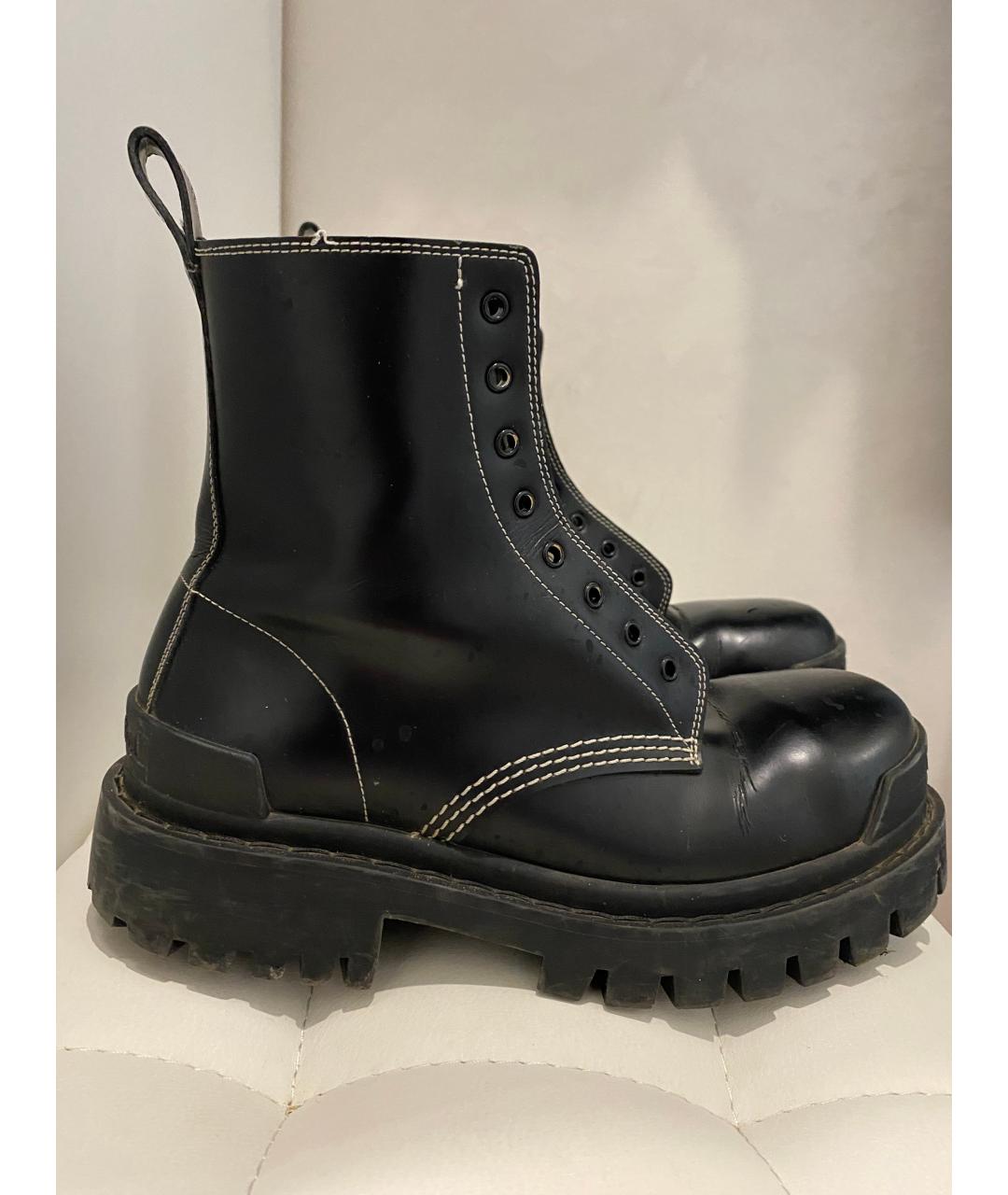 BALENCIAGA Черные кожаные ботинки, фото 8