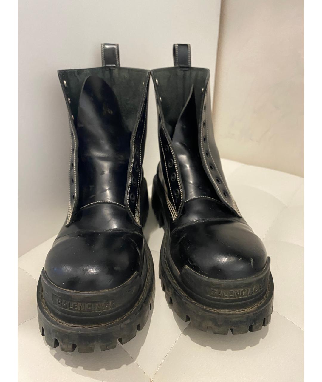 BALENCIAGA Черные кожаные ботинки, фото 2