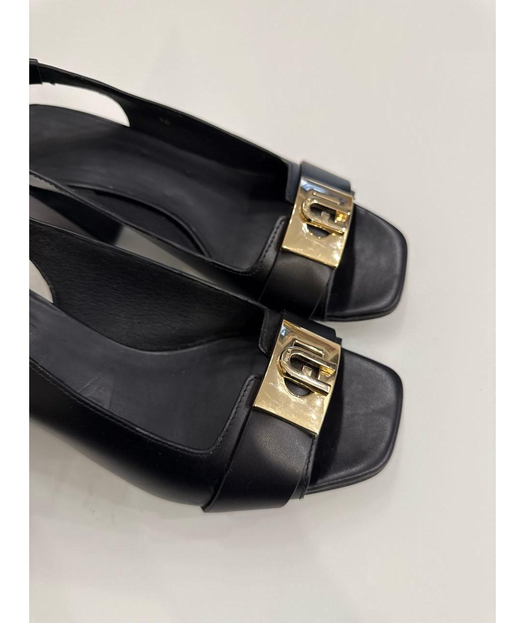 FURLA Черные кожаные босоножки, фото 4