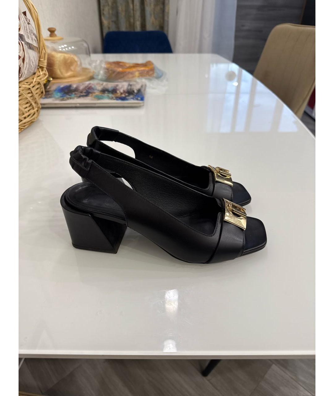 FURLA Черные кожаные босоножки, фото 5