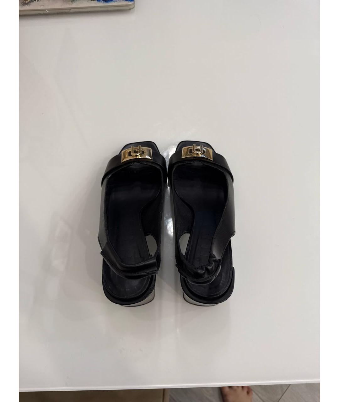 FURLA Черные кожаные босоножки, фото 2