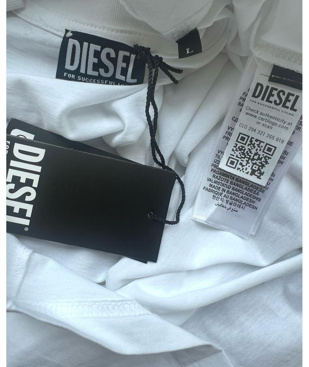 DIESEL Белая хлопковая футболка, фото 3