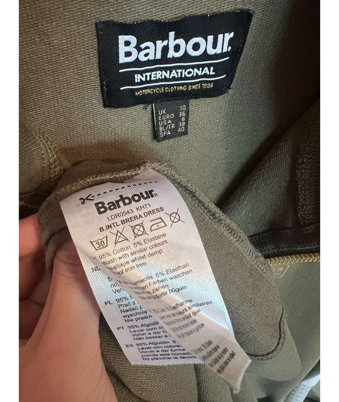 BARBOUR Хаки хлопковое повседневное платье, фото 3