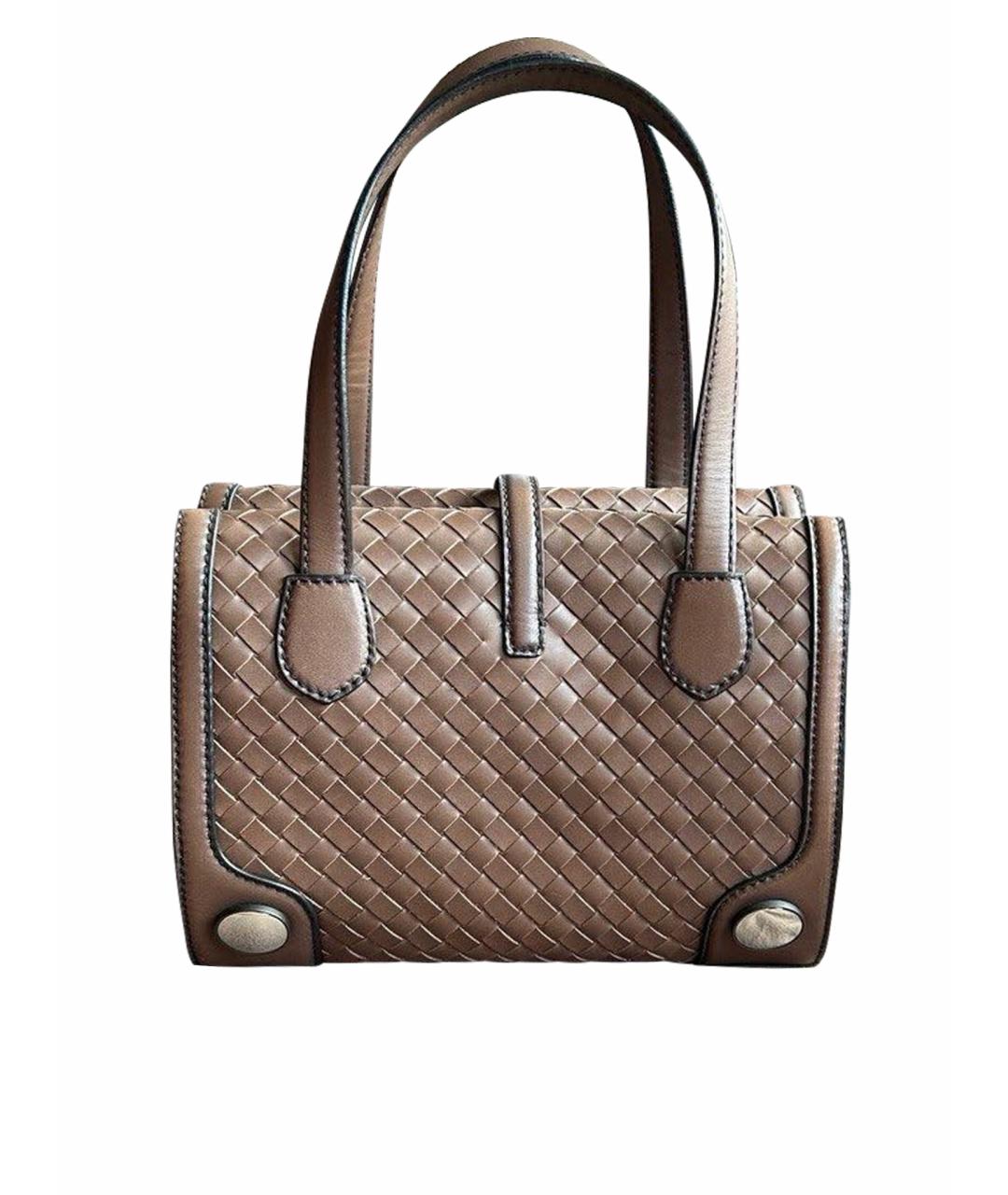 BOTTEGA VENETA Коричневая кожаная сумка с короткими ручками, фото 1