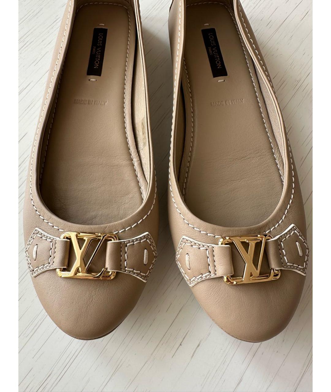 LOUIS VUITTON Бежевые кожаные балетки, фото 5