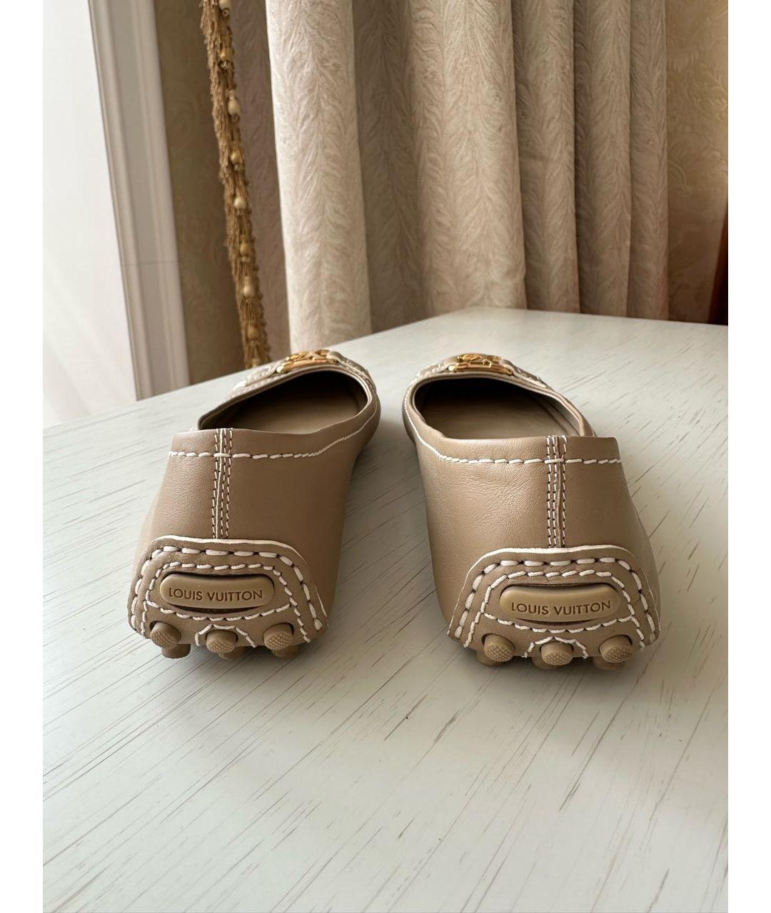 LOUIS VUITTON Бежевые кожаные балетки, фото 4