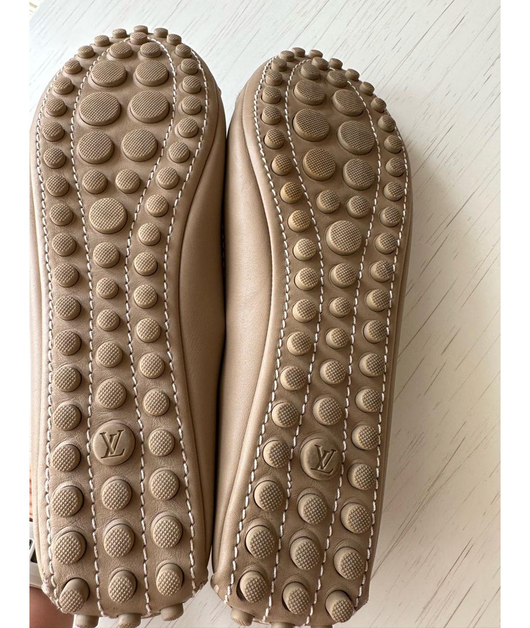 LOUIS VUITTON Бежевые кожаные балетки, фото 7