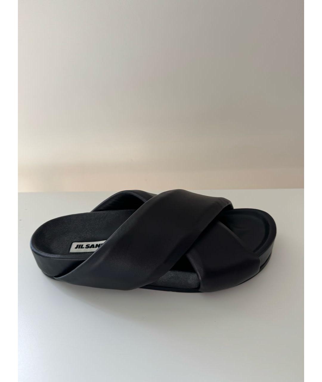 JIL SANDER Черные кожаные сандалии, фото 6