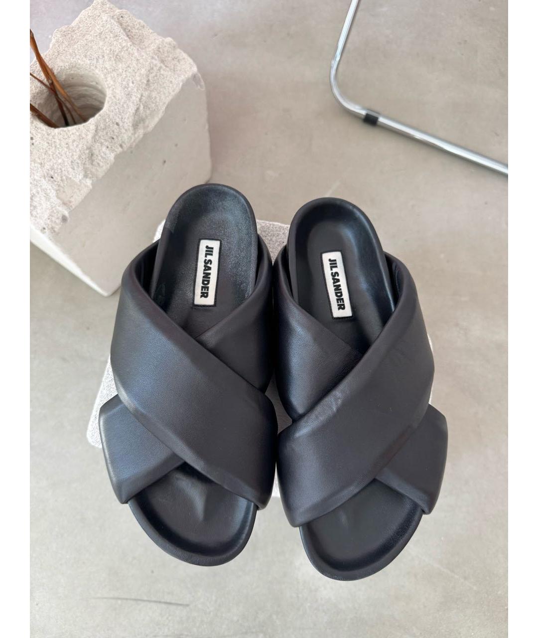 JIL SANDER Черные кожаные сандалии, фото 2